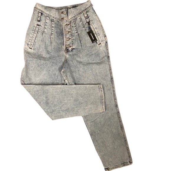 Express Tapered Ankle Super High Rise Jeans Light Wash, Size 6 28" Waist. - Picture 11 of 11